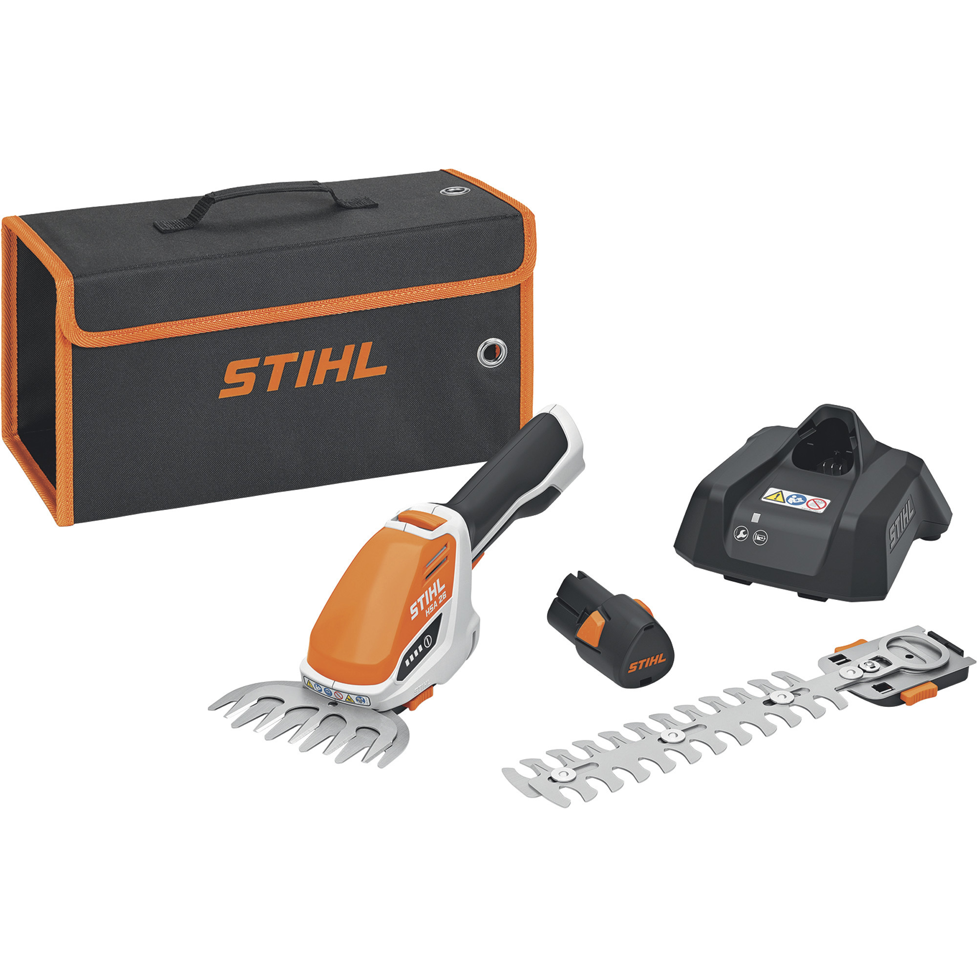 STIHL Battery-Operated HSA 26 Li-Ion Cordless Shrub Shears Set, Tool with Battery and Charger, 7.9in. and 4.7in. Blades, Model# HSA 26 Set